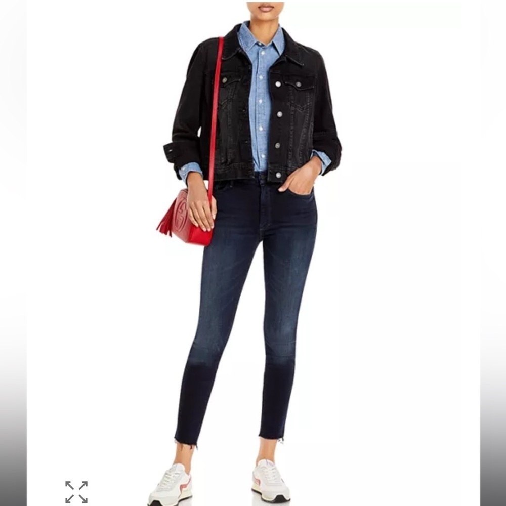 Mother High Waisted Looker Jeans Ankle Fray  Last Call Dark Wash Size 27